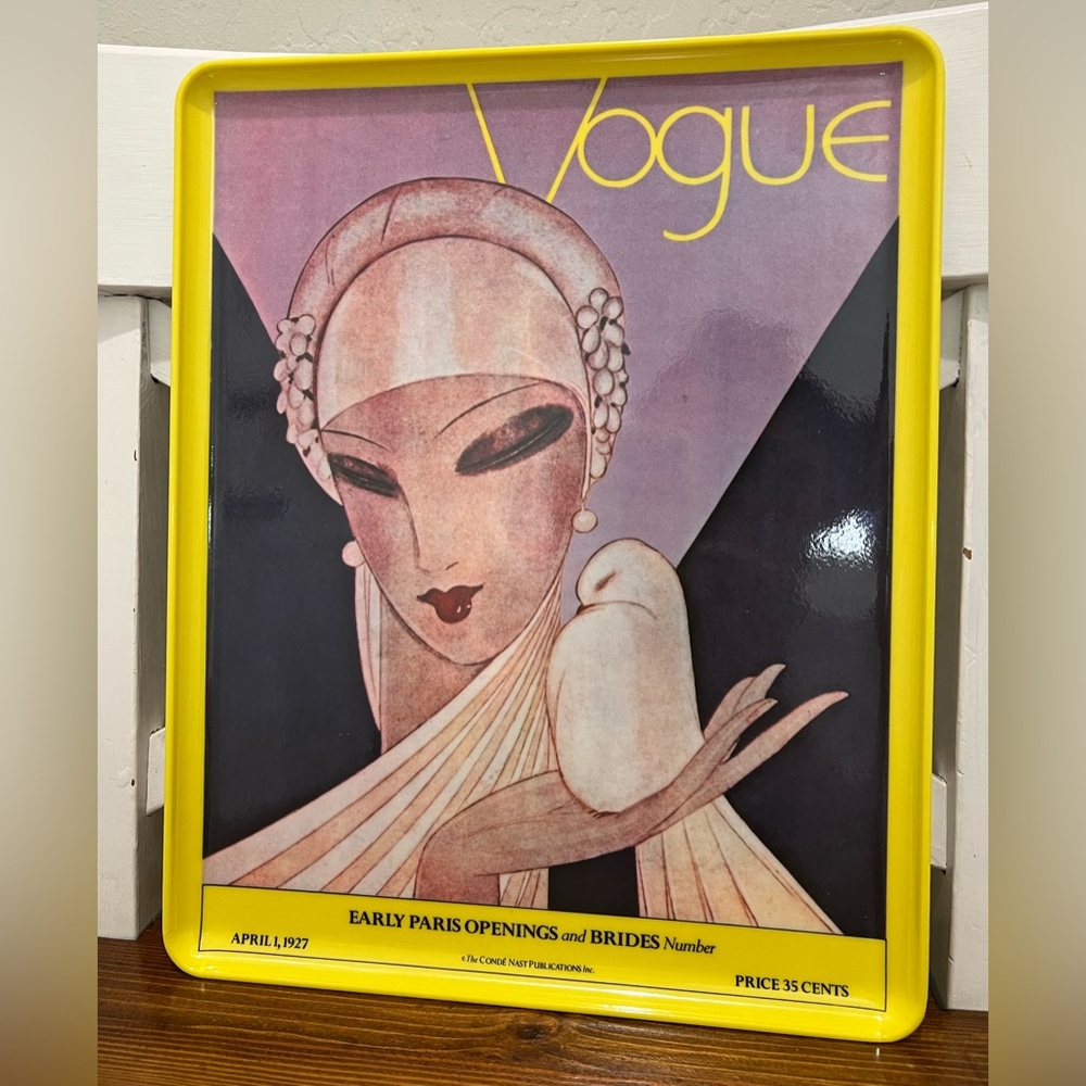 vintage 1920s vogue covers plastic trinket tray 9.5 x 12